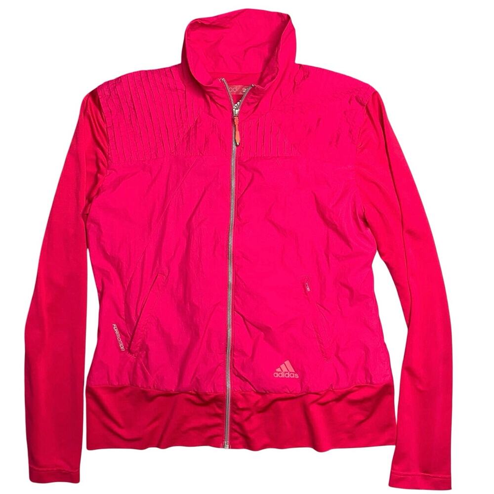 Adidas Jacket Women Sz L Hot Pink Climatlite Track Full Zip